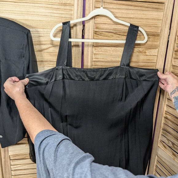 VINTAGE John Philips Black Formal Dress and Jacket Set with Sheer Sleeves  2X - Picture 7 of 11